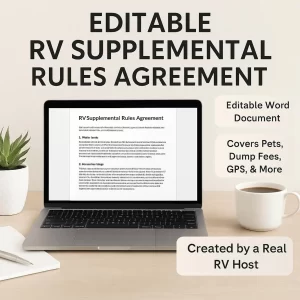 RV Rental Supplemental Agreement | Customizable SRA | Protect Your Camper | PDF + Editable Format