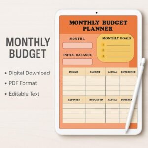 Monthly digital planner